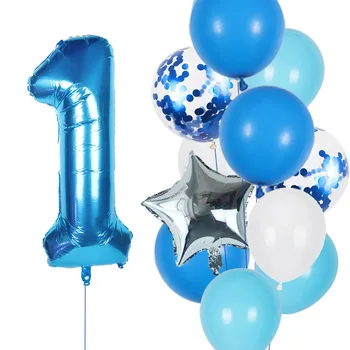 

12pcs/lot boy birthday balloons set Blue 0 1 2 3 4 5 6 7 8 9 40INCH Number Foil Balloon for 1st 2nd 3rd Birthday Party Balls Toy