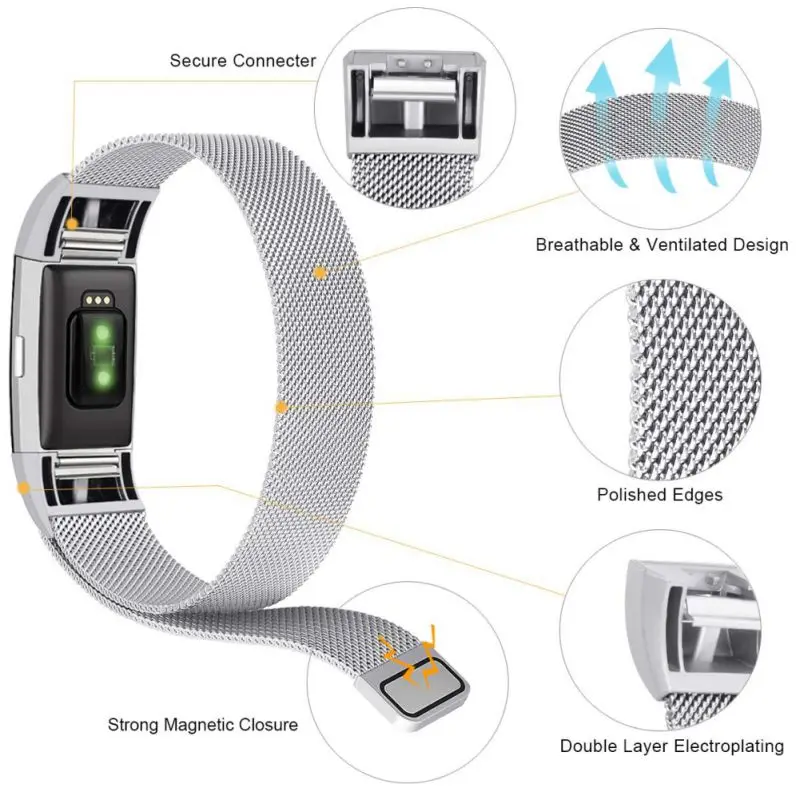Ремешок для часов из нержавеющей стали магнитный браслет регулируемый сменный Браслет ремешок для часов FitBit Charge 2 fitness Tracke