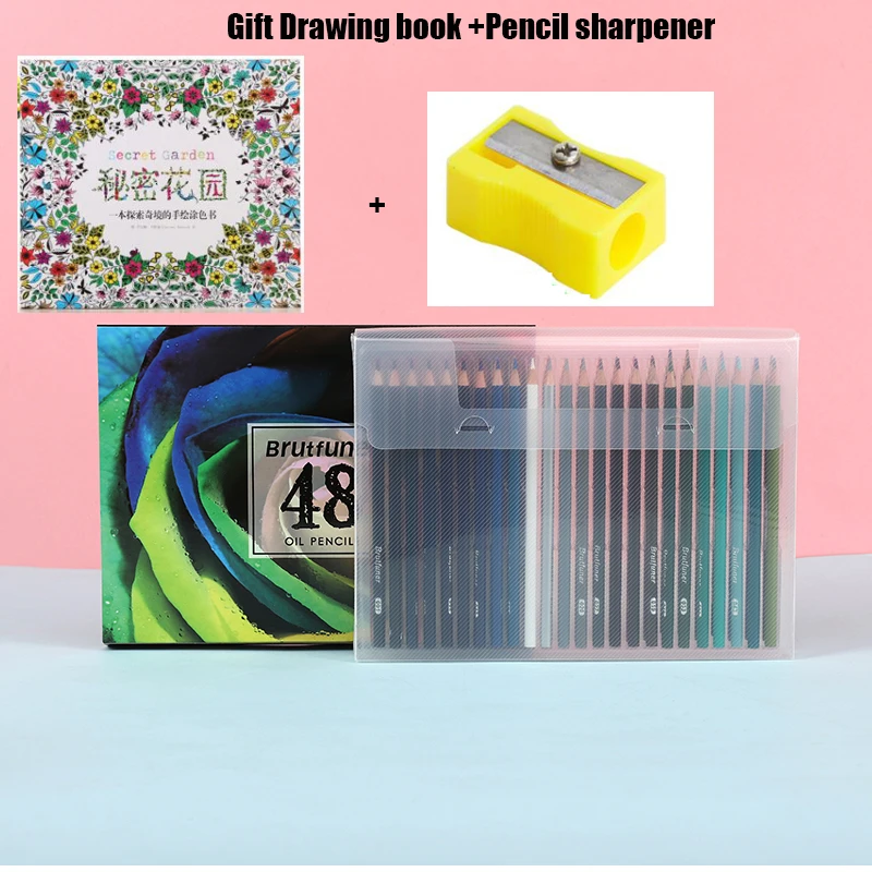 48 oil colors Brutfuner 48/72/120/150/180 акварельные карандаши деревянный набор цветных карандашей Lapis(жидкокристаллический дисплей) алмазов картина подарки для детей школьные принадлежности - Цвет: 48 oil colors
