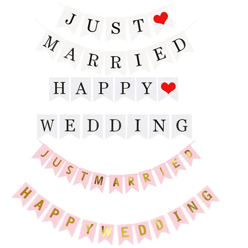 

1Set Just Married Banner Paper Flag Banner&Flags Garland Floral Bunting Banners DIY Kids Birthday/Wedding Event Party Decoration