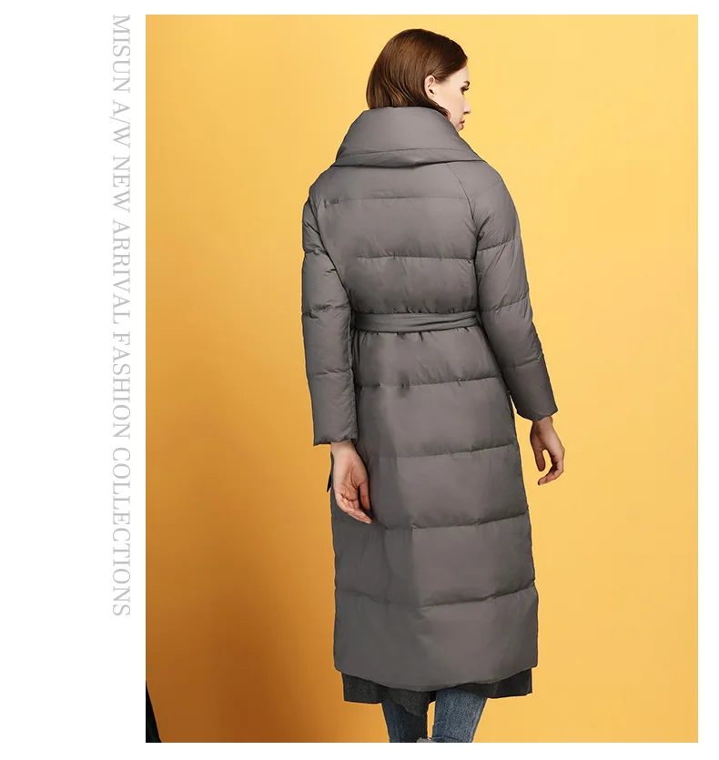 MISUN Новое поступление женские пуховики куртки Зимние Модные X-LONG толстые