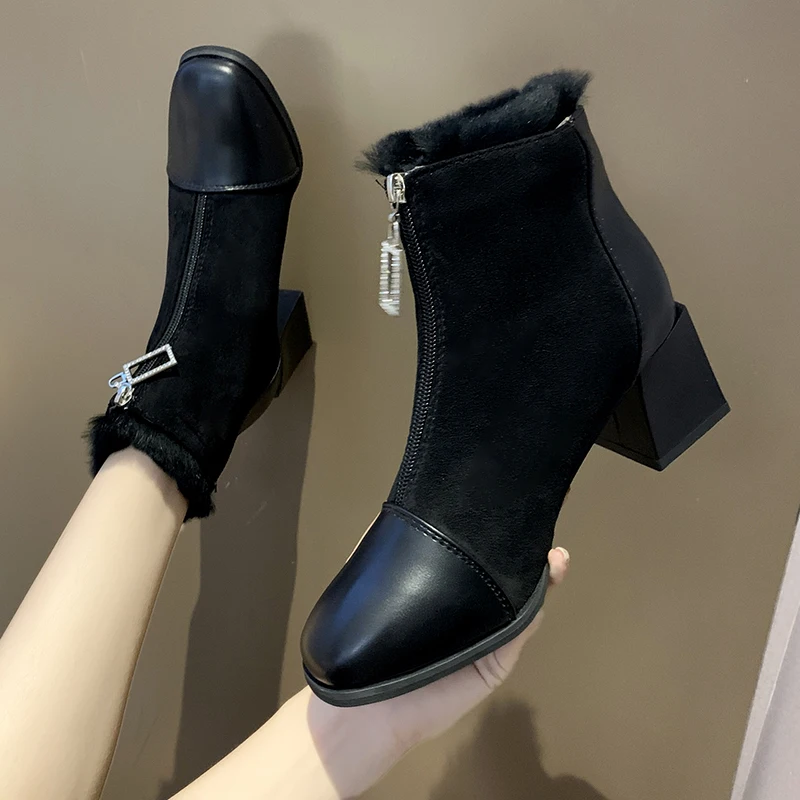 Ceny Damskie buty na wysokim obcasie sukienka kostki Martin buty damskie buty platformy pompy zip zimowe ciepłe śnieg botas buty kobieta zapatos mujer G577