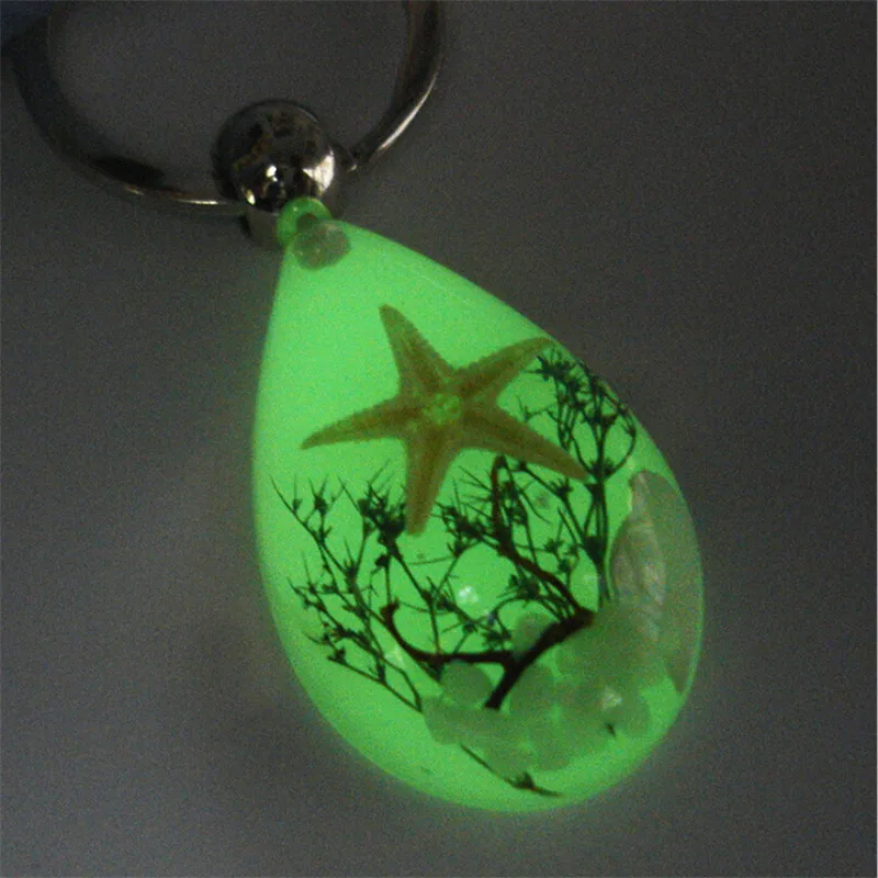 

new arrival creative souvenir keychain luminous starfish key chain fashion travel punk metel resin keyring girls gift