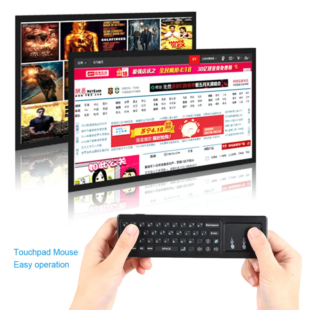 Мини 2,4 ГГц Air mouse беспроводной сенсорный экран с клавиатурой qwerty ручной пульт дистанционного управления 6 гироскоп для ПК ТВ Android tv Box