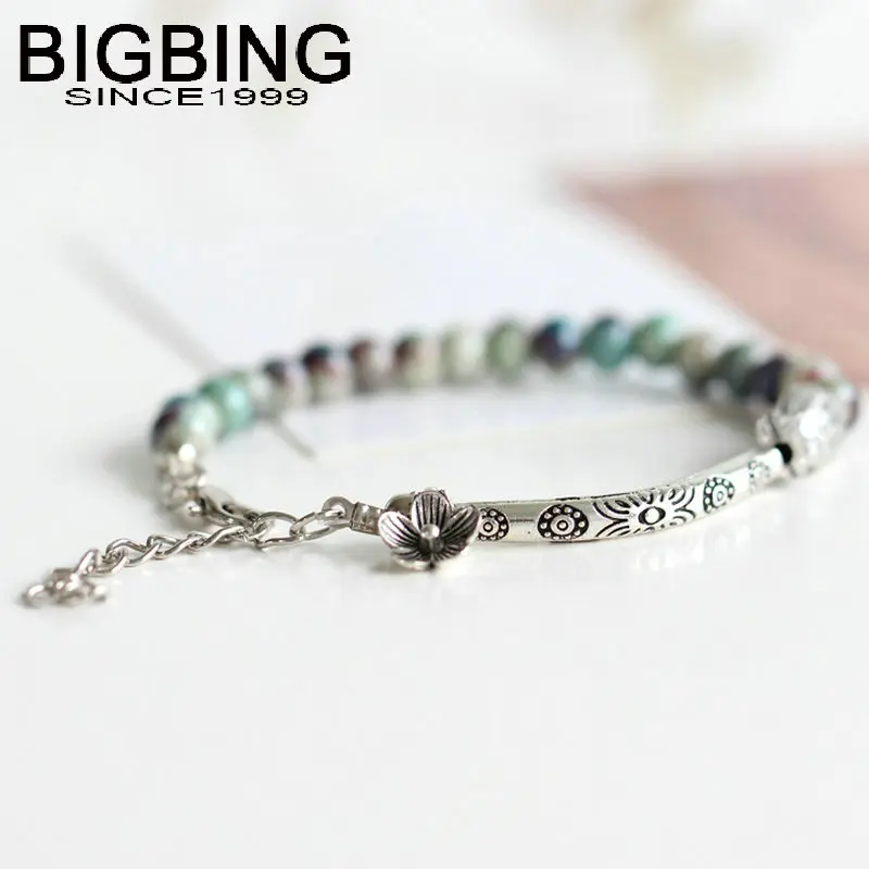 

C046 BIGBING Jewelry Fashion ceramic charm fish flower Bracelet Hand knitting bracelet high quality nickel free Free shipping