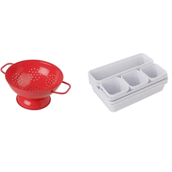 

Round Drain European Style Elegant Household Metal Fruit Basket Tools with 8Pcs Storage Organizer Box -White