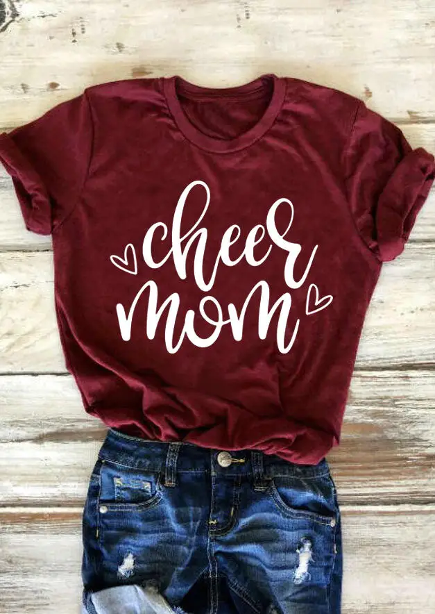 Надпись Cheer mom футболка дни матери подарок забавные из чистого хлопка обувь для