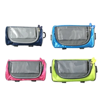 

Unisex Women Men Bike Bag Waterproof Tube Pockets Shoulder Straps Phone Tough Window Front Frame Holder Zipper Pack