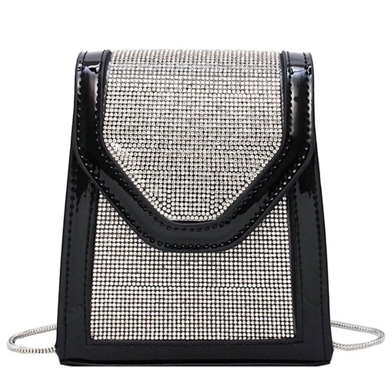 

Rhinestone Inlaid For Evening Party Fashion Banquet Fashion Shoulder Storage Totes Bags For Women Lady Black