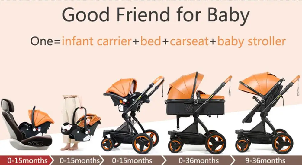 3 in 1 Baby Stroller Cortical bi-directional Stroller High-view Shock Absorber Stroller Foldable Ne