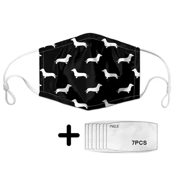 

Black White Dachshund Print Mask Mouth for Teen Reusable Masks Casual Dogs Pattern Men Dust Face Protect Cubreboca Mascara Drop