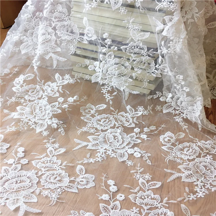 2 ярдов жаккардовая белая свадебная кружевная ткань французская вышивка органза