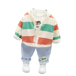 Survêtement en coton pour bébés garçons et filles, veste rayée, dessin animé, t shirt et pantalon, nouvelle collection printemps automne pièces/ensembles 