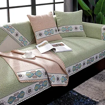 

Simple Home Decor Sofa Cover Linen Woven Non-slip Case for Sofa Pure Color Sofa Towel for Living Room Couch Seater Sofa Cover