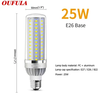 

OUTELA Led Corn Light E27 E26 110V Energy Saving Lamp 5730 SMD With Spiral Fan 25W Street Light 85-265V