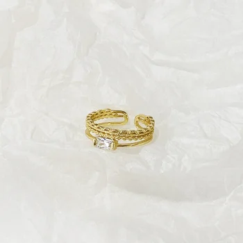 

Double Layered Square CZ Rings Nordic Style Lace Rings for Women Simple 925 Fahsion Jewelry 925 Sterling Silver Elegant 2020 New