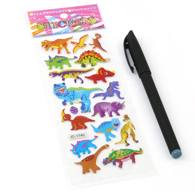 Kawaii Dinosaur Sticker DIY Scrapbooking Mobile Phone Performing Makeup Decor 3D Kindergarten Reward Bubble Stickers Stationery