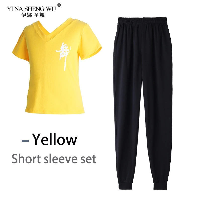 short sleeve--Yellow Детский комплект одежды для занятий балетом с треугольным вырезом и длинными рукавами; Женская Осенняя Одежда для танцев; танцевальный костюм для девочек; Новинка - Цвет: short sleeve--Yellow