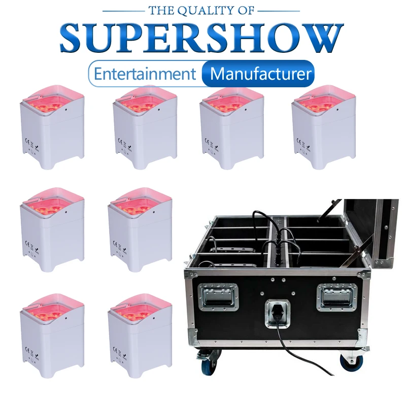 Сценическое освещение 6*18 Вт 8 шт./лот Flycase RGBWA + UV 6 в 1 Wifi беспроводной светодиодный