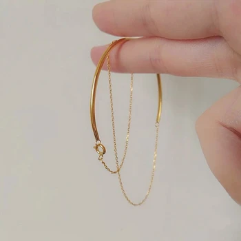 

LISM 925 Sterling Silver Bracelet Women's New Half-Curved Plain Surface Simple Fashion Handmade Multi-layer Bracelet Jewelry
