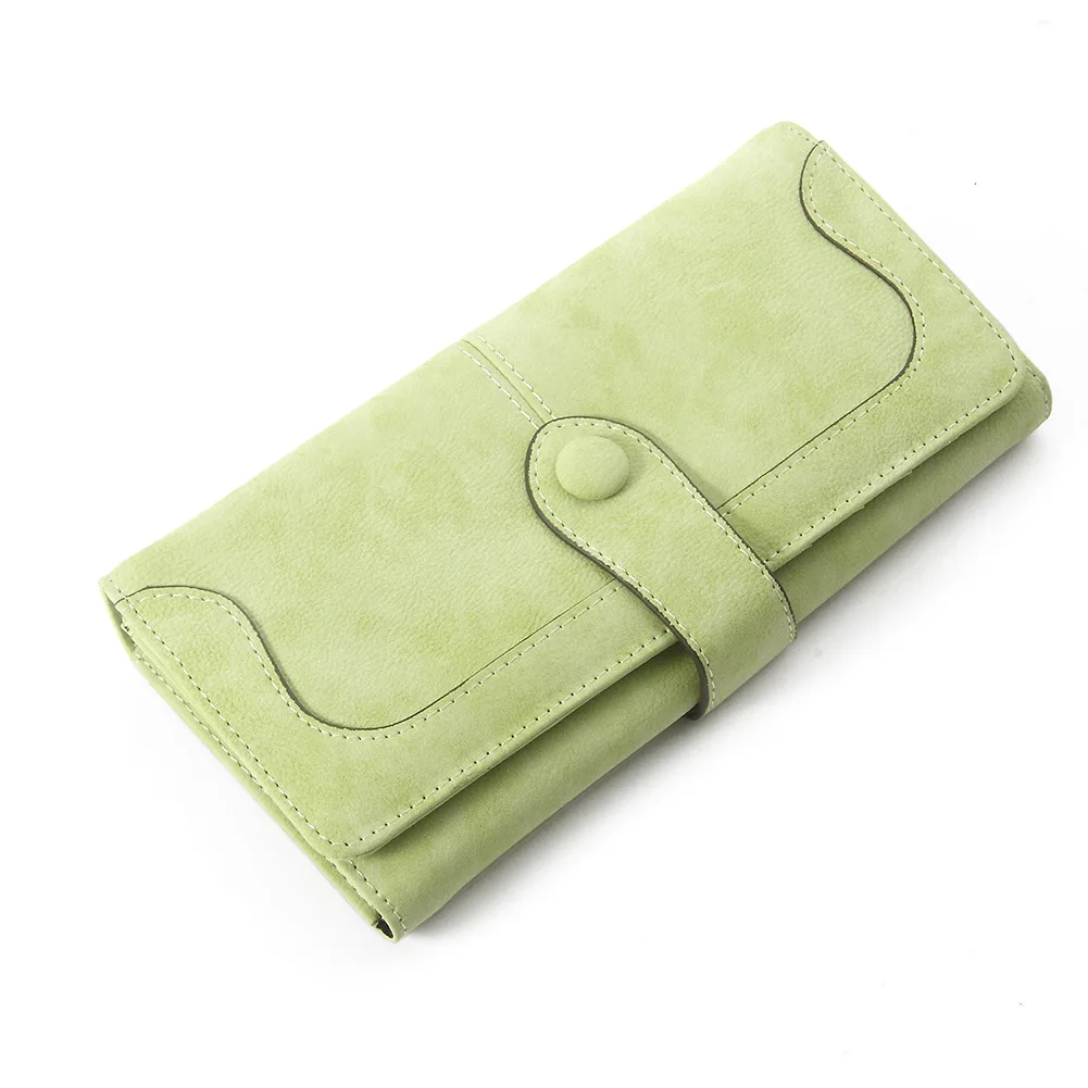 Light Green 1 Милый женский длинный Матовый кожаный кошелек, Женский держатель для карт, Дамский кошелек для монет, тонкий кошелек для телефона, женские кошельки и кошельки, клатч - Цвет: Light Green 1