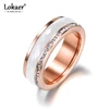 Lokaer classique titane acier blanc céramique Anneaux bijoux couleur or cubique zircone mariage bagues de fiançailles pour les femmes Anneaux ► Photo 1/6