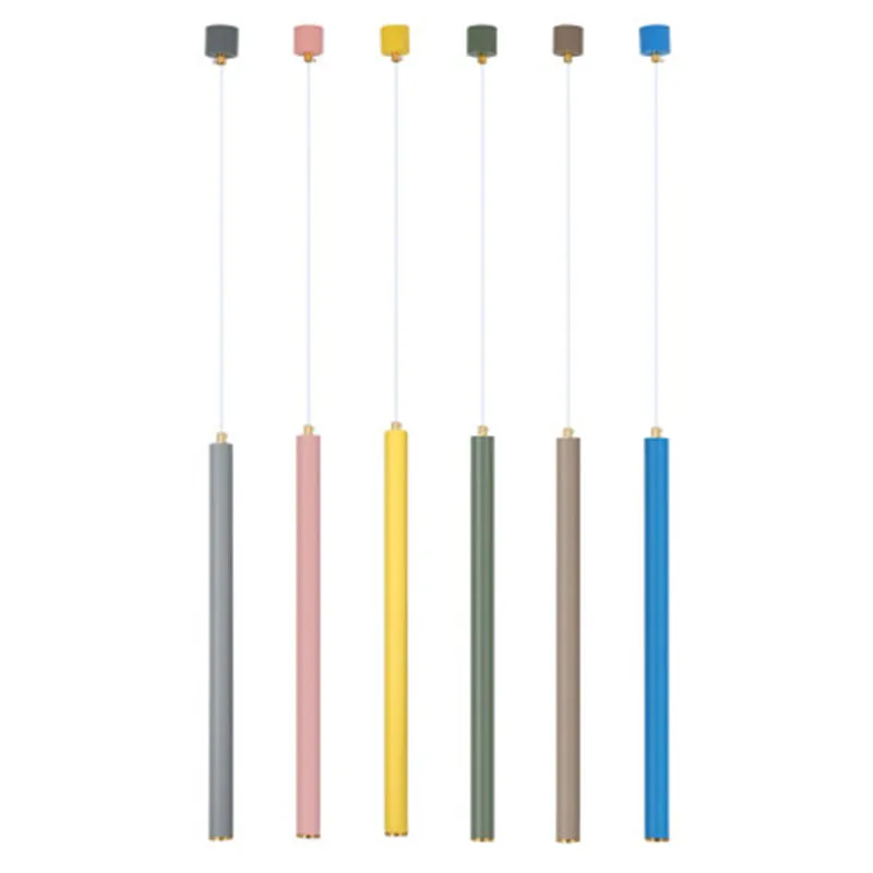 Nordic restaurant chandelier three-head cylindrical long tube bar lamp modern minimalist creative macaron color front chandelier Nordic restaurant chandelier three-head cylindrical long tube bar lamp modern minimalist creative macaron color front chandelier