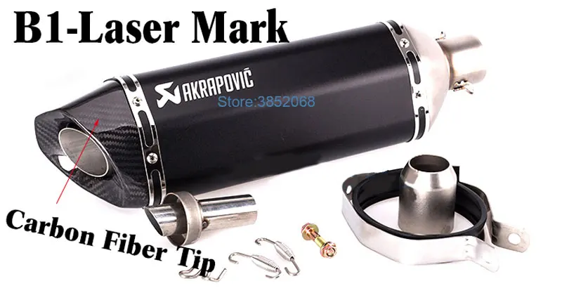 ID: 51 мм мотоцикл Akrapovic глушитель универсальный мотоцикл глушитель выхлопной глушитель для Tmax530 Ninja 250 300 R25 R3 - Цвет: B1 Laser Mark