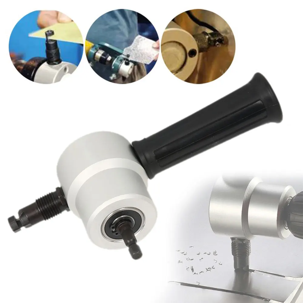 

Double Head Cutter Holder Double Head Sheet Metal Sheet Cutter Drill Attachment with Wrench Workshop Tool Accessories Hand Tools