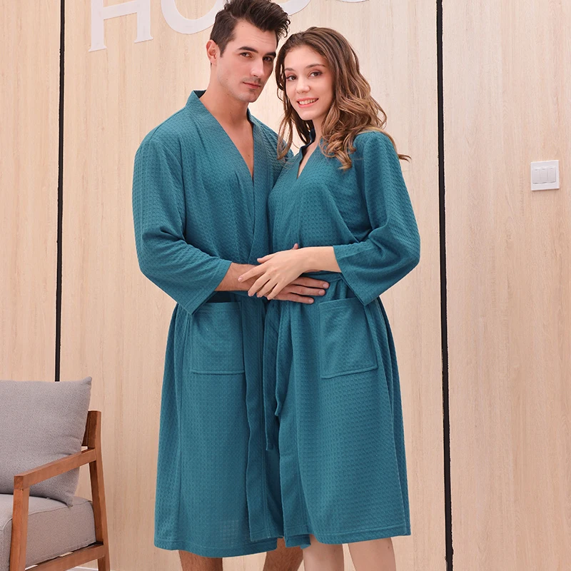 men satin pajamas Men Couples Casual Kimono Bathrobe Autumn Cotton Long Robe Waffle Sleepwear Plus Size XXXL Nightgown Male Loose Home Wear Lovers pink silk pajamas