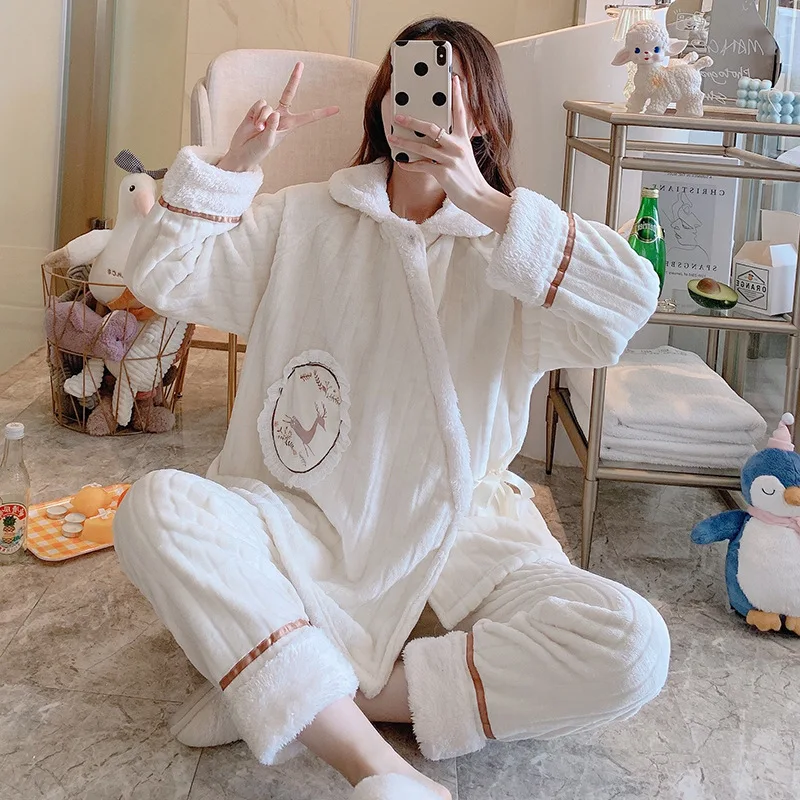 

Confinement Clothing Autumn & Winter Solid Color out of the he fu kuan Lactation Garment Maternal Tracksuit Pajamas Pregnant Wom