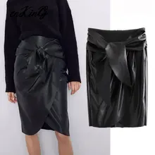 Английская Офисная женская элегантная кожаная юбка миди из искусственной кожи, Женская юбка с высокой талией и поясом, faldas mujer moda, длинные женские юбки