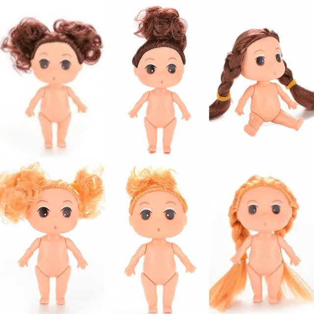 1 Pcs Novelty 9CM Ddung Dolls Toy Girl Brown Bun Hair Skirt Princess Confused For  Doll Christmas Wedding Gift Classic Toy 2