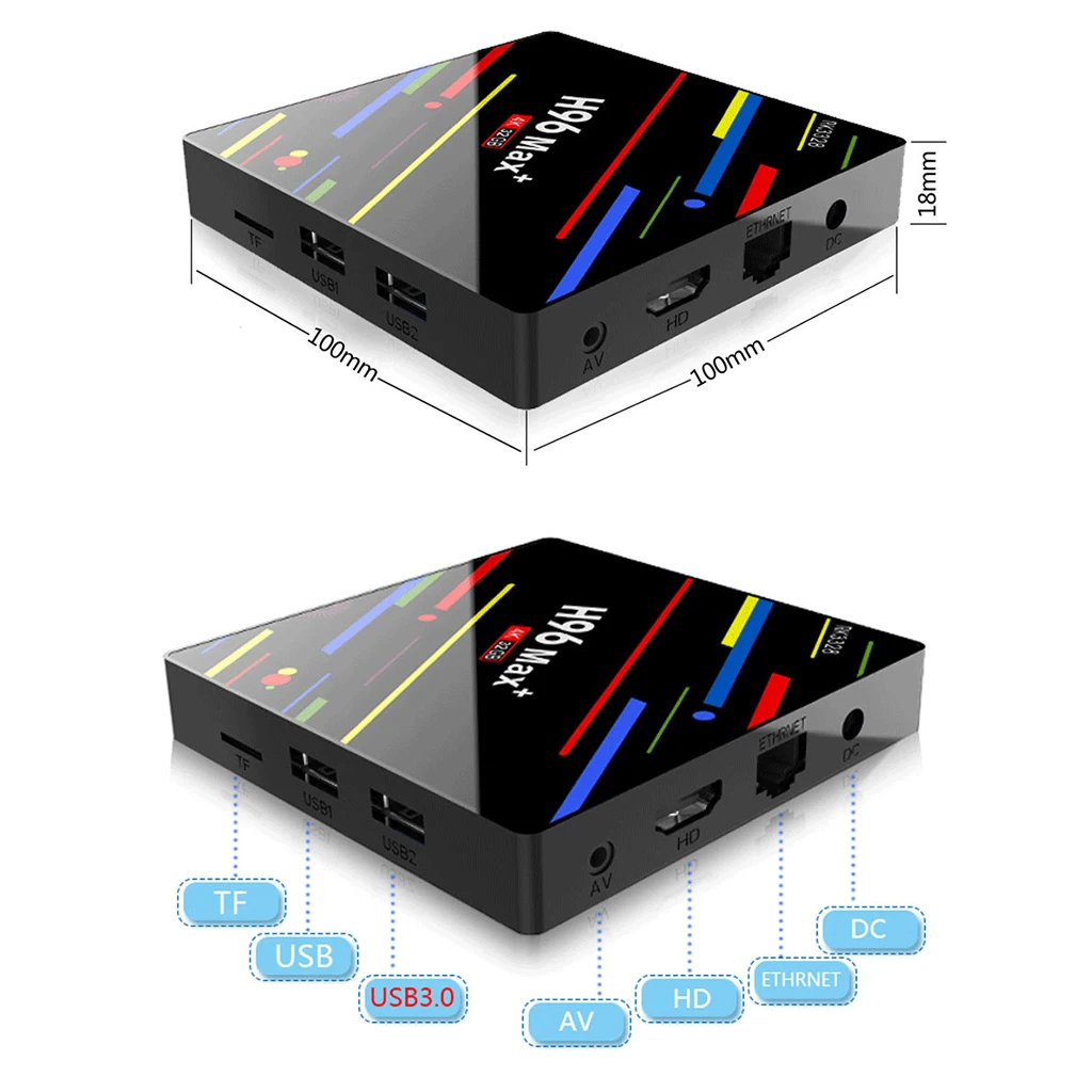 H96 Max+ MaX Plus Smart tv Box RK3328 четырехъядерный 64 бит Mali-450 GPU 4G/64G Android 9,0 2,4G/5,0 GHz Wifi телеприставка семейный ТВ