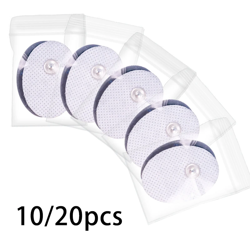 20/10pcs Electrode Pads TENS Unit Replacement Sticky Gel Pads Acupuncture Points Snap on Electrodes Pads 3*4.5CM  3.5 mm Plug 6