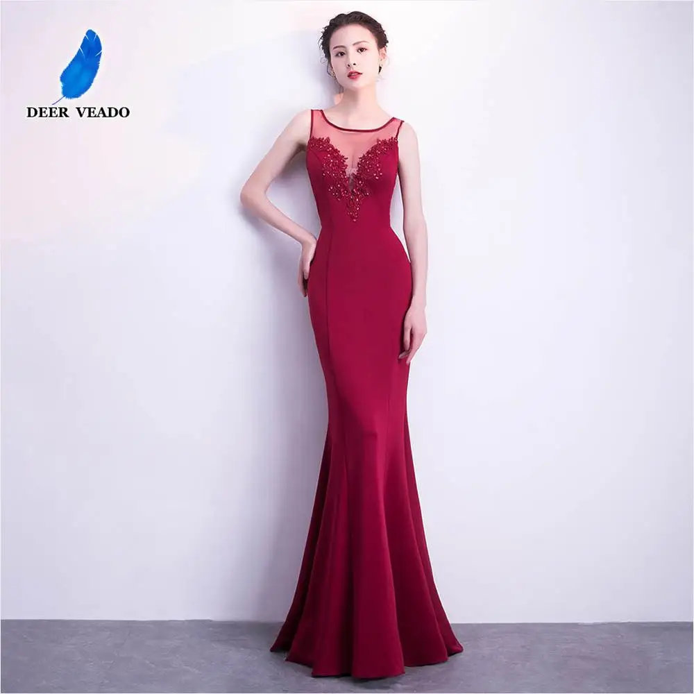 DEERVEADO сексуальные прозрачные длинные вечерние платья Robe De Soiree официальное вечернее платье вечерние платья-русалки платье K1005