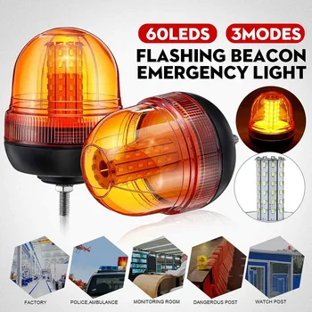 

1/2x 12V 24V 60 LED Car Roof Rotating Flashing Beacon Light Strobe Light Warning Light Lamp Amber Tractor Truck Trailer Bus Boat
