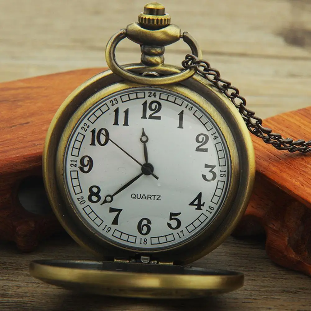 Vintage Unisex Round Dial Quartz Small Pocket Watches Roman Scale watch Double Display Pocket Watch with Chain Giftfor man woman