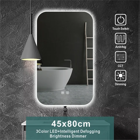 Bathroom Mirror With light Anti-Fog Brightness Dimmer Three Color LED Bath Vanity Full Body Makeup Mirror
