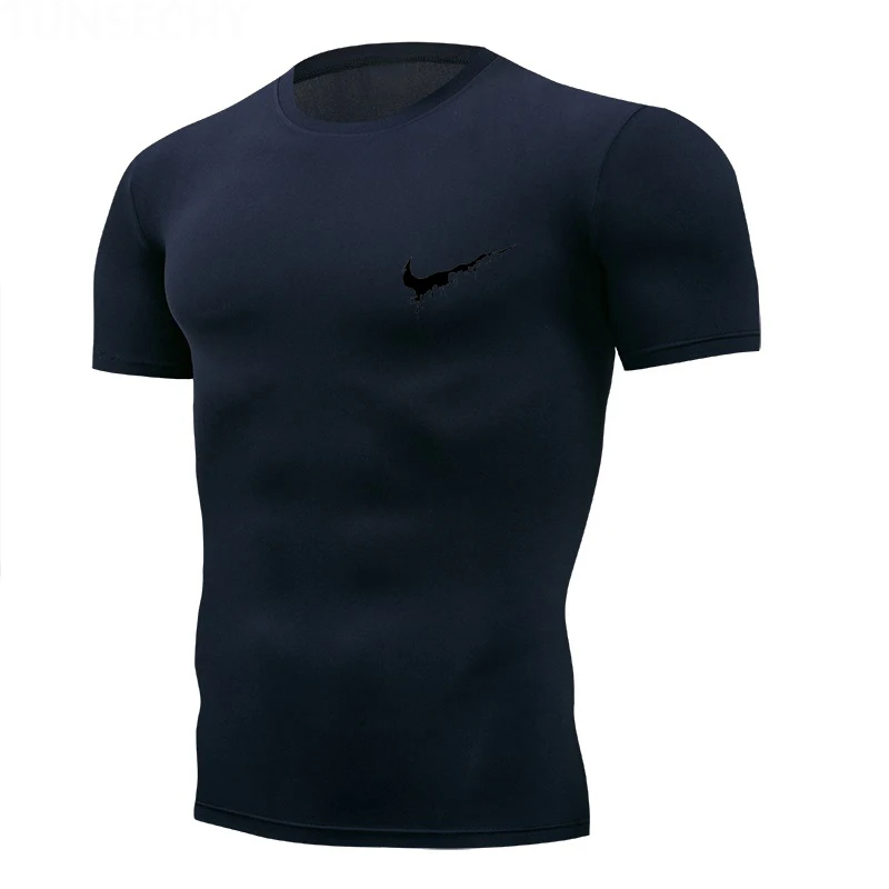 Новая модель, Повседневная модная мужская футболка с буквенным принтом, летняя повседневная футболка, облегающая футболка, тренировочная одежда - Цвет: Photo Color 1