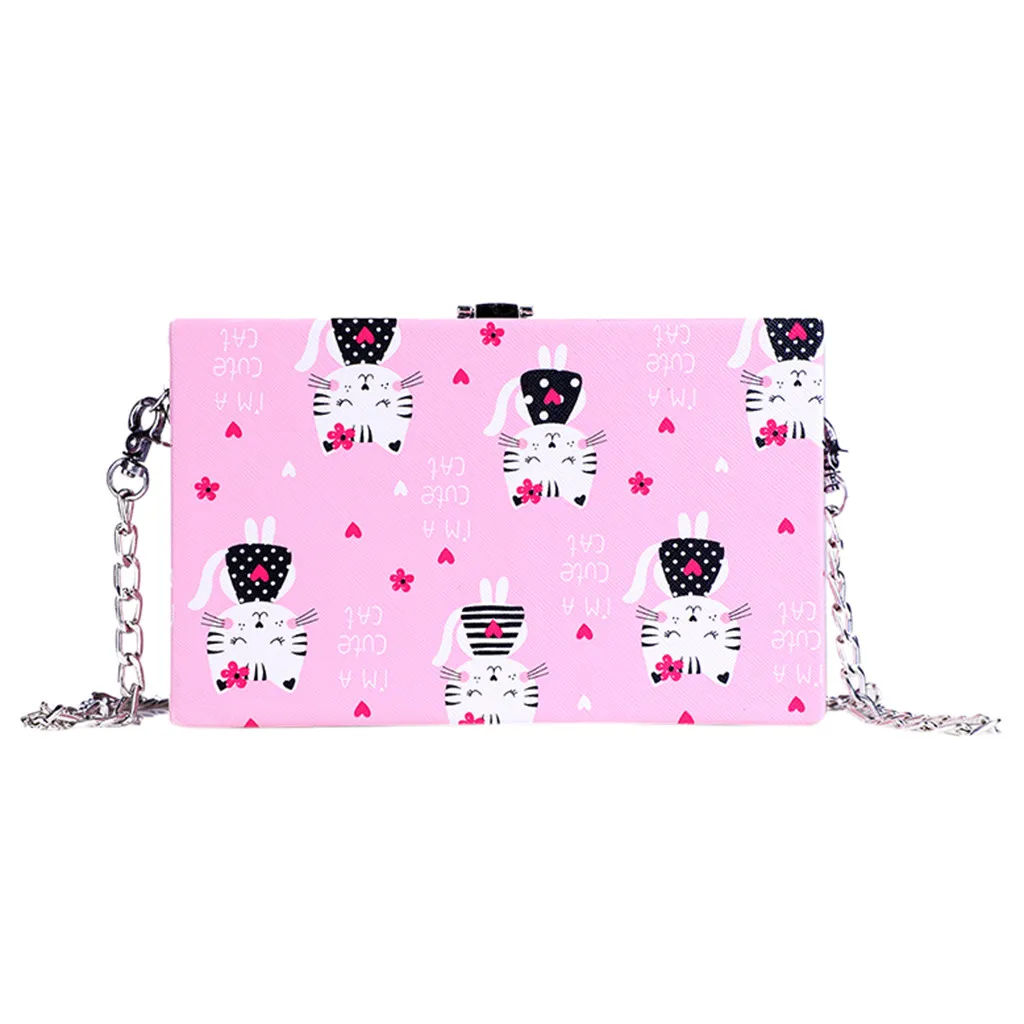 

2019 Female Chain Small Bag Personality Cartoon Wild Shoulder Bag PU Leather Messenger Bag Spring And Summer Bag For Ladies 1219
