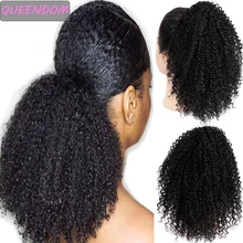 Afro crépus bouclés cordon queue de cheval Extensions de cheveux pince en queue de poney Ombre synthétique court Afro-américain postiches marron