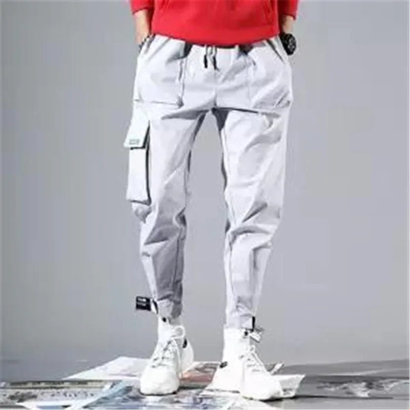 3XL Men Multi-pocket Elastic Waist Design Harem Pant Street Punk Hip Hop Black Casual Trousers Joggers Male Kahaki Cargo Pants - Цвет: 19