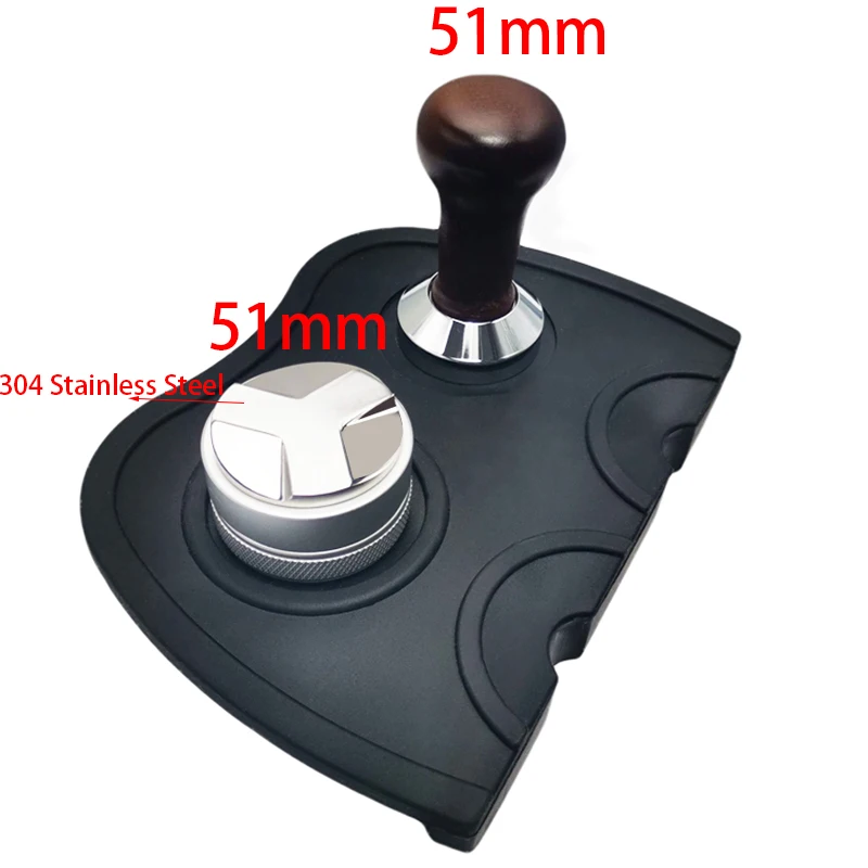 51mm 304 Stainless Steel 3 Angle Coffee Tamper and Flat Coffee Tampers With Double Coffee Mat