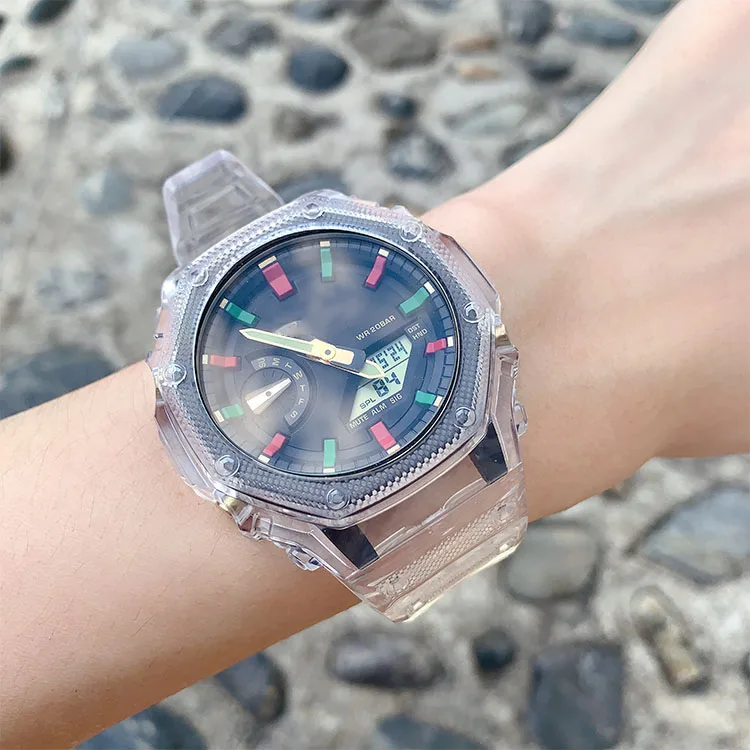 Soft Resin Sport Strap Bezel For Casio G-shock Ga-2100 Colorful Transparent  Men Replacement Watch Band Frame Protective Case - Watchbands - AliExpress