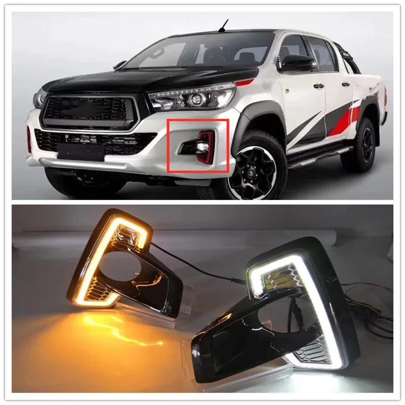 

ABS Fog lamp LED Daytime Running Light For Hilux Revo Rocco 2018 2019 Car Accessories Waterproof 12V DRL Fog Lamp Decoration
