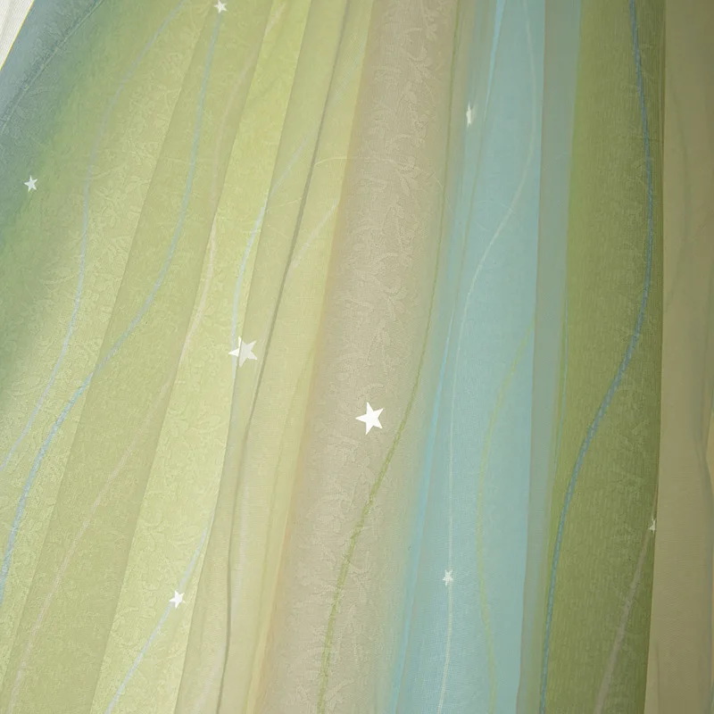 Двухслойные красочные полосы полые звезды затемненные шторы Дети Принцесса комната окно спальня отвесная ткань X629#30
