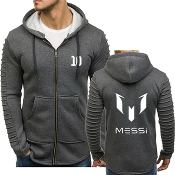 

For Messi 10 Print Sweatshirt Hoodies Men Spring Autumn Fleece Zipper Jacket Mens Streetwear Casual Pocket Hoodies Male Clothing