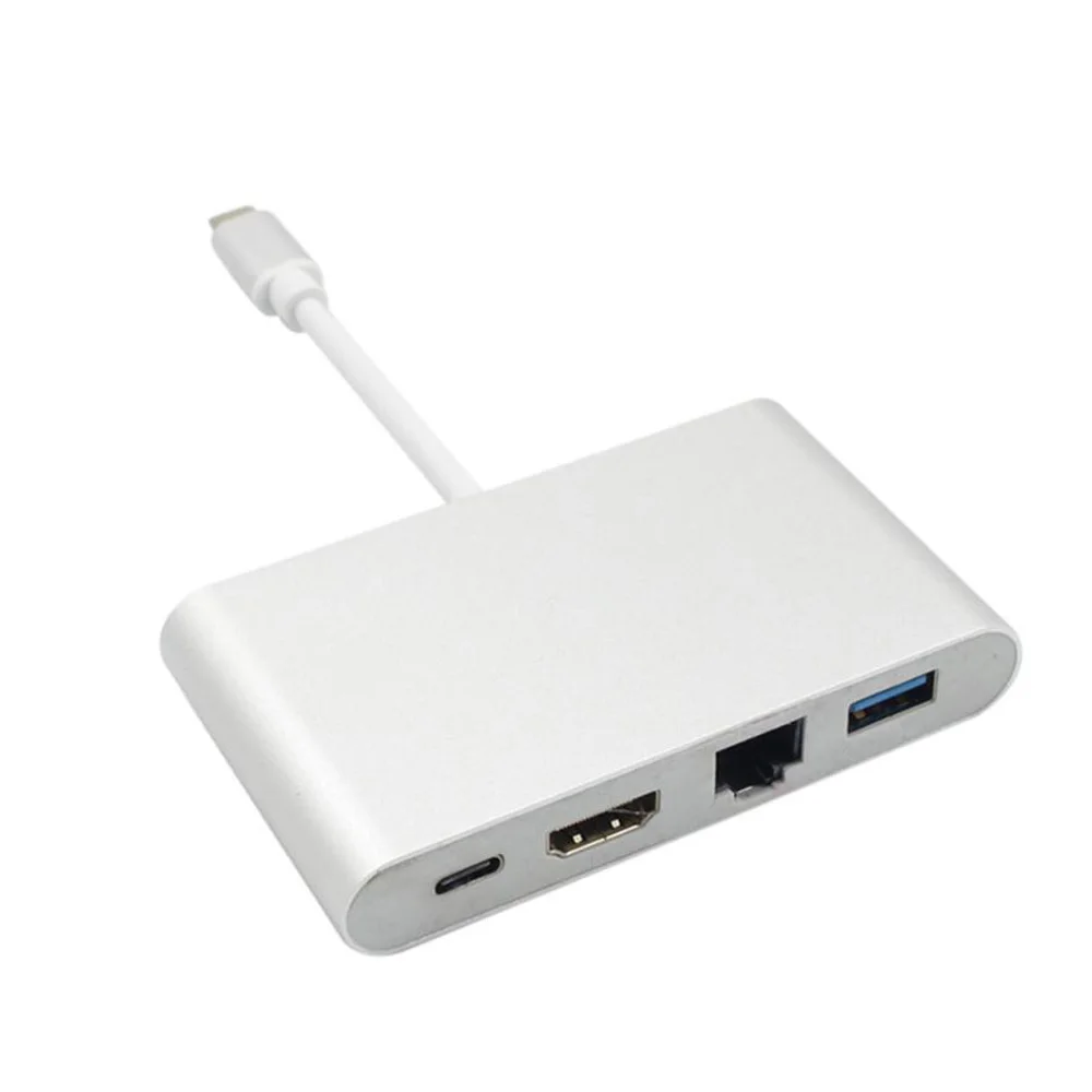 USB-C-4 K HDMI RJ45 Gigabit Ethernet USB 3,1 type C порт 4 в 1 концентратор адаптер USB 3,0 скорость передачи данных до 5 Гбит/с