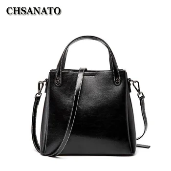 

CHSANATO Oil Wax Handbags Women Shoulder Crossbody Bag Female Casual Large Totes High Quality Cow Leather Ladies Hobo